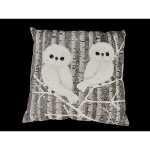Holiday Time Whimsical Magic  Baby White Owl Pillow w Metalic Accents 16 x 16